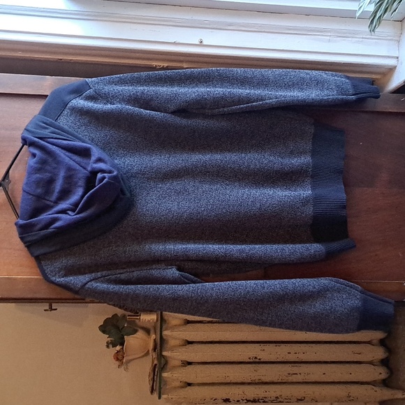 Scott James England Size L Blue Textured Hooded Zip Up Sweater - Picture 5 of 5